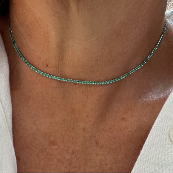 Emerald tennis necklace choker - Picture 3 of 6